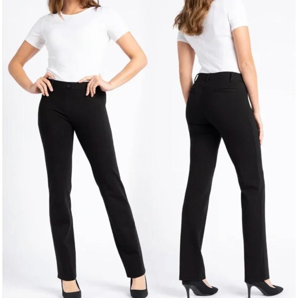 Betabrand Dress‎ Pant Yoga Pants Womens Medium Long Black Straight Leg Stretch